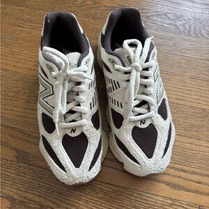 New Balance Cream and Black Athletic Shoes